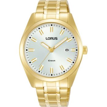 Lorus Gents White Dial Gold Bracelet Strap Watch