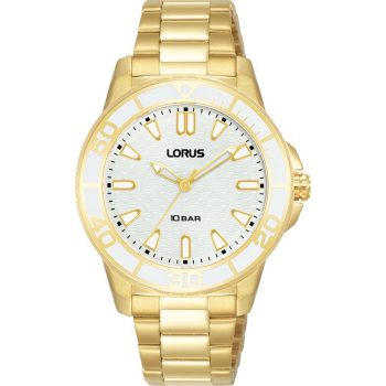 Lorus Ladies White Dial Gold Bracelet Strap Watch