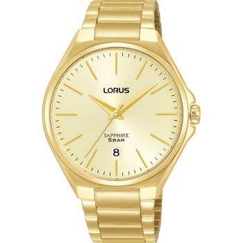 Lorus Gents Champagne Dial Gold Bracelet Strap Watch