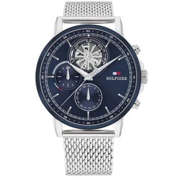 Tommy Hilfiger Gents Silver Mesh Strap Navy Dial Watch