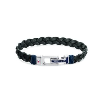 Tommy Hilfiger Gents Braided Black Leather Bracelet