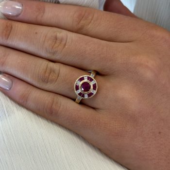 9ct Yellow Gold Round Ruby and Diamond Ring