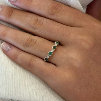 9ct Yellow Gold Emerald and Diamond Band