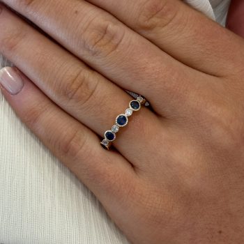 9ct Yellow Gold Sapphire and Diamond Band