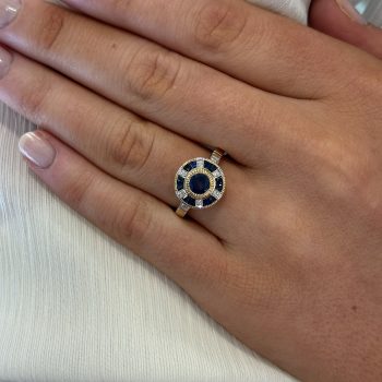 9ct Yellow Gold Round Sapphire & Diamond Ring