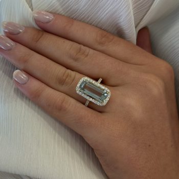 18ct Yellow Gold Green Amethyst & Diamond Ring