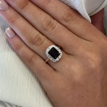 9ct Yellow Gold Smokey Quartz & Diamond Ring