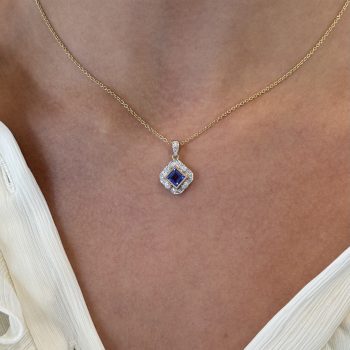 9ct Yellow Gold Tanzanite & Diamond Pendant