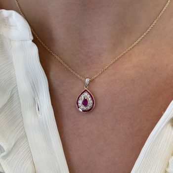 9ct Yellow Gold Ruby & Diamond Pendant