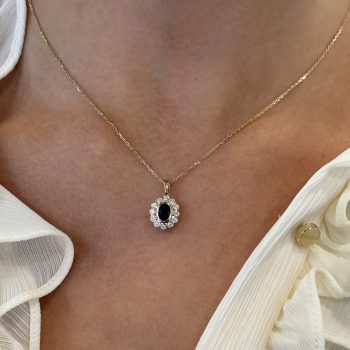 9ct Yellow Gold Sapphire & Diamond Pendant