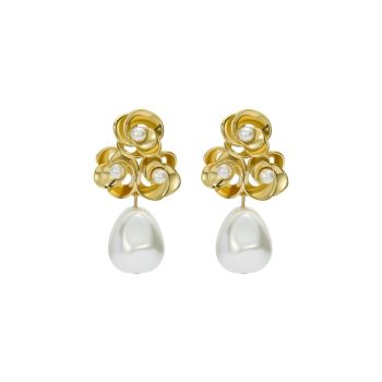 Ted Baker Gold Statement Pearl Drop Earrings