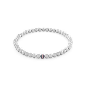 Tommy Hilfiger Ladies Silver Elasticated Beaded Bracelet