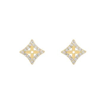 9ct Yellow Gold Square Cubic Zirconia Stud Earrings