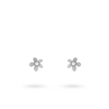24Kae Silver Pearl Daisy Stud Earring