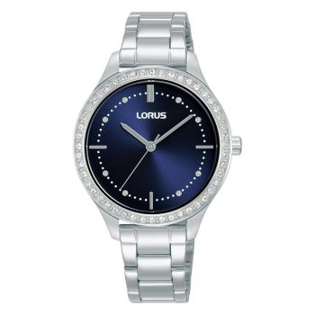 Ladies Lorus Navy Crystal Dial Silver Bracelet Strap