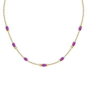 Gold Plated Purple Beaded Necklace