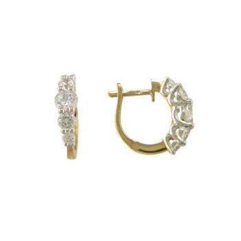 9ct Yellow Gold Graduated Cubic Zirconia Hoop Earrings