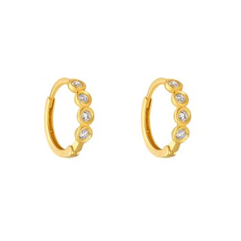 9ct Yellow Gold Bezel Set Cubic Zirconia Hoop Earrings