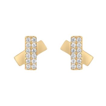 9ct Yellow Gold Cubic Zirconia Criss Cross Earrings