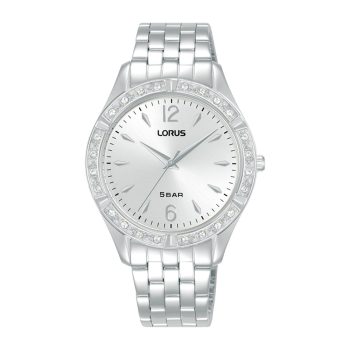 Lorus Ladies White Crystal Dial Silver Bracelet Watch
