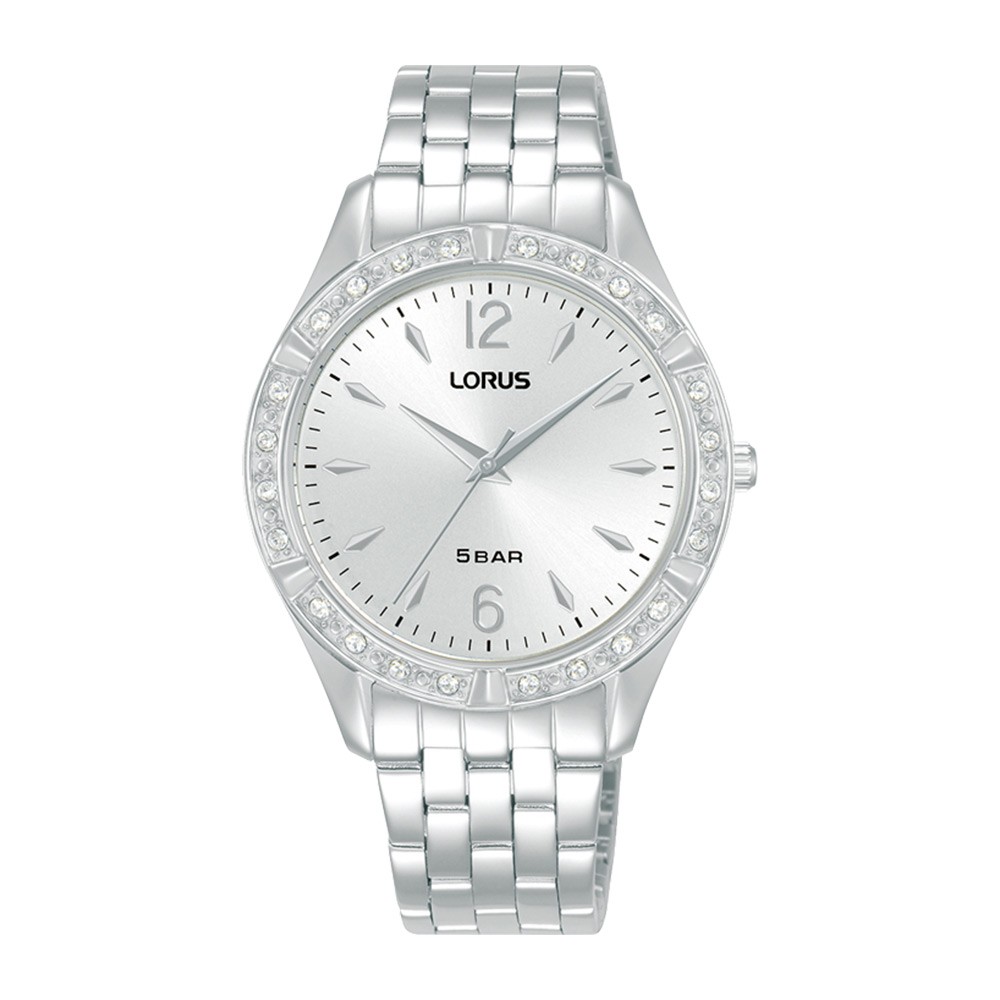 Lorus Ladies White Crystal Dial Silver Bracelet Watch