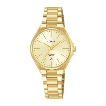Ladies Lorus Champagne Dial Gold Bracelet Strap Watch