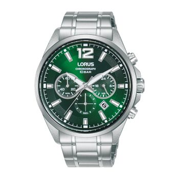 Lorus Gents Green Dial Silver Bracelet Strap Watch