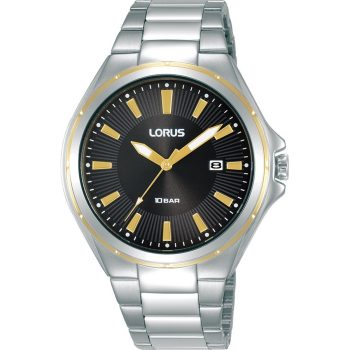 Lorus Gents Black Dial Silver Bracelet Strap Watch
