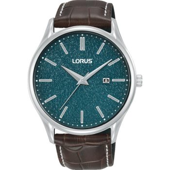 Lorus Gents Turquoise Dial Leather Strap Watch