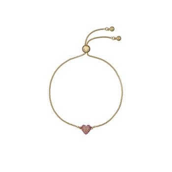 Ted Baker Gold Pink Ombre Crystal Heart Drawstring Bracelet