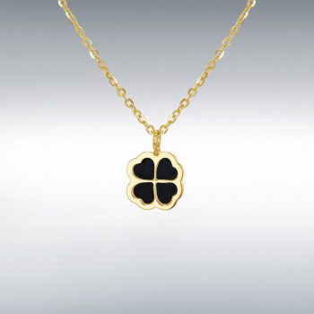 9ct Yellow Gold Black Onyx Petal Pendant