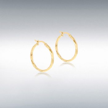9ct Yellow Gold Twist Hoop Earrings