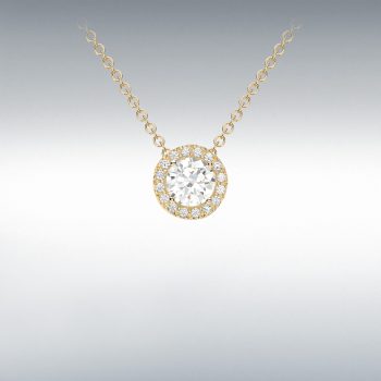 9ct Yellow Gold Cubic Zirconia Halo Pendant