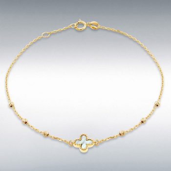 9ct Yellow Gold Mother of Pearl Clover Bracelet