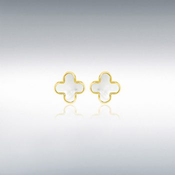 9ct Yellow Gold Mother of Pearl Petal Stud Earrings