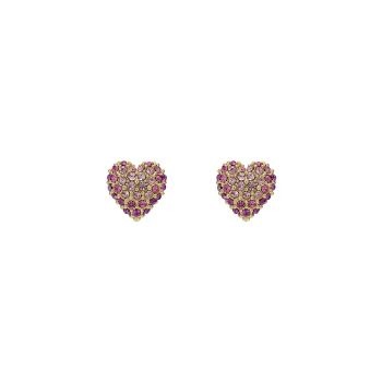 Ted Baker Gold Pink Ombre Crystal Heart Stud Earrings