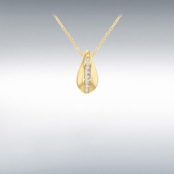 9ct Yellow Gold Cubic Zirconia Teardrop Pendant