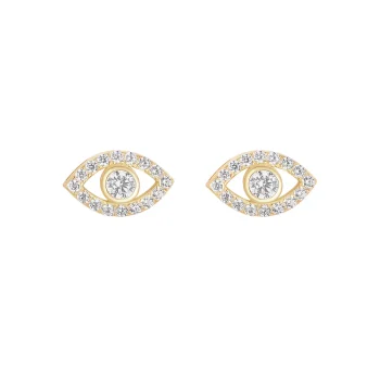Sterling Silver Gold Plated Evil Eye Stud Earrings
