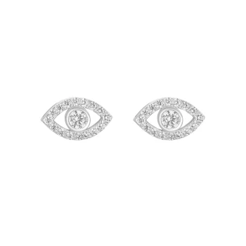 Sterling Silver Cubic Zirconia Evil Eye Stud Earrings