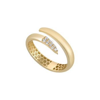 9ct Yellow Gold Cubic Zirconia Pointed Twist Ring