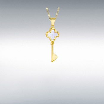 9ct Yellow Gold Mother of Pearl Key Pendant