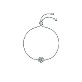 Ted Baker Silver Crystal Flower Drawstring Bracelet