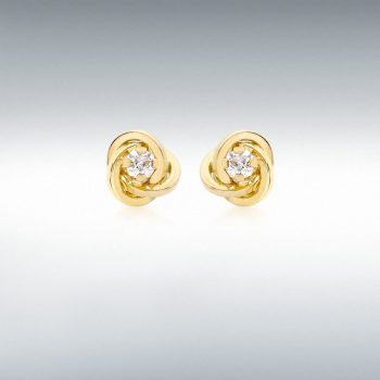 9ct Yellow Gold Cubic Zirconia Knot Earrings