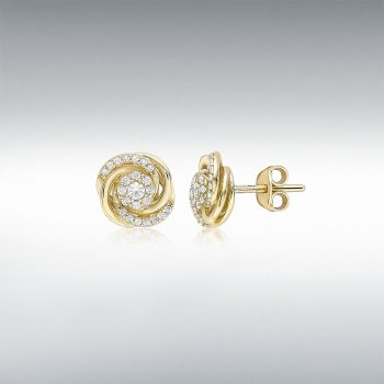 9ct Yellow Gold Cubic Zirconia Rose Stud Earrings