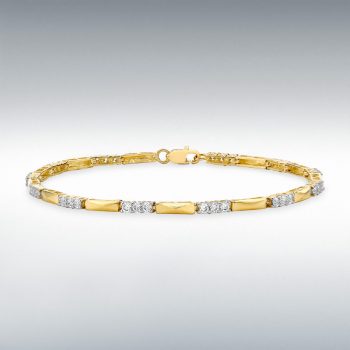 9ct Yellow Gold Cubic Zirconia Bar Link Bracelet