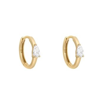 9ct Yellow Gold Pear Cubic Zirconia Hoop Earrings