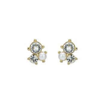 Ted Baker Gold Cluster Diamond and Pearl Stud Earrings