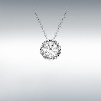 9ct White Gold Cubic Zirconia Halo Pendant
