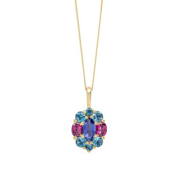 9ct Yellow Gold Barcelona Cluster Coloured Pendant