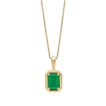 9ct Yellow Gold Rectangular Emerald Pendant